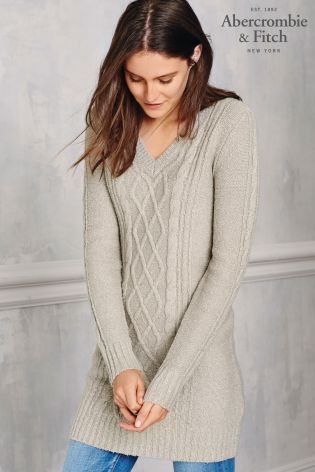 Neutral Abercrombie & Fitch Knitted Dress